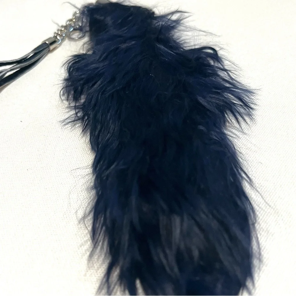 NWT NEW Navy Blue Feathery Soft Key Chain Key Holder
